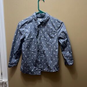 Joe Fresh Skull Button Down Long Sleeve Shirt Size Boys Medium
